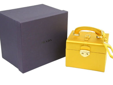 激レア 新品同様 PRADA プラダ ジュエリーボックス トライアングルロゴ イエロー サテン N12579 ゴールド金具 43693
