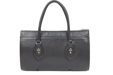 CHROME HEARTS クロムハーツ ハンドバッグ CHクロス ブラックダガージップ カーフスキン ロゴ シルバ−925 良好 中古 43705
