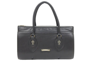 CHROME HEARTS クロムハーツ ハンドバッグ CHクロス ブラックダガージップ カーフスキン ロゴ シルバ−925 良好 中古 43705