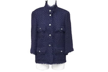 Load image into Gallery viewer, CHANEL シャネル ツイードジャケット トップス 上着 P27857V16954 ネイビー サイズ36 美品 中古 43707