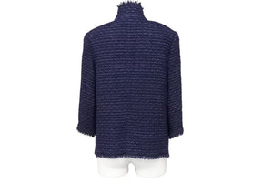 CHANEL シャネル ツイードジャケット トップス 上着 P27857V16954 ネイビー サイズ36 美品 中古 43707