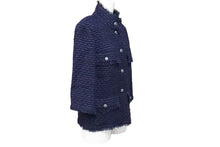 Load image into Gallery viewer, CHANEL シャネル ツイードジャケット トップス 上着 P27857V16954 ネイビー サイズ36 美品 中古 43707