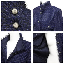 Load image into Gallery viewer, CHANEL シャネル ツイードジャケット トップス 上着 P27857V16954 ネイビー サイズ36 美品 中古 43707
