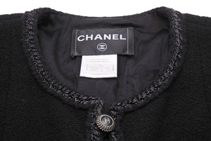 CHANEL シャネル ツイードジャケット 08A P33858V18196 サイズ38 ブラック ヴィンテージ ココマーク ノーカラー 美品 43708