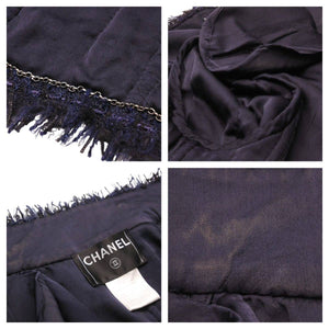 CHANEL シャネル ツイードジャケット 08A P33858V18196 サイズ38 ブラック ヴィンテージ ココマーク ノーカラー 美品 43708