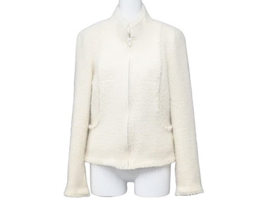 CHANEL シャネル ジャケット P24587V15045 ウール アンゴラ ホワイト 04A サイズ36 美品 中古 43709