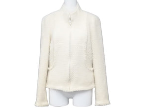 CHANEL シャネル ジャケット P24587V15045 ウール アンゴラ ホワイト 04A サイズ36 美品 中古 43709