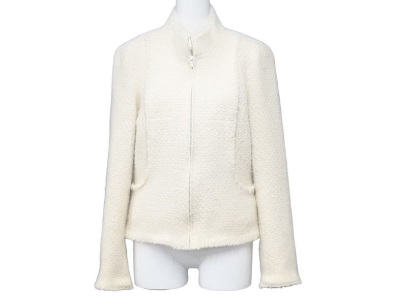 CHANEL シャネル ジャケット P24587V15045 ウール アンゴラ ホワイト 04A サイズ36 美品 中古 43709