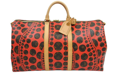 極美品 LOUIS VUITTON ルイヴィトン パンプキンドット キーポルバンドリエール55 草間彌生 M40695 ボストンバッグ 中古 43720