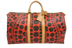 極美品 LOUIS VUITTON ルイヴィトン パンプキンドット キーポルバンドリエール55 草間彌生 M40695 ボストンバッグ 中古 43720
