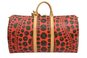 極美品 LOUIS VUITTON ルイヴィトン パンプキンドット キーポルバンドリエール55 草間彌生 M40695 ボストンバッグ 中古 43720