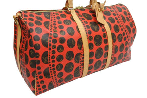 極美品 LOUIS VUITTON ルイヴィトン パンプキンドット キーポルバンドリエール55 草間彌生 M40695 ボストンバッグ 中古 43720