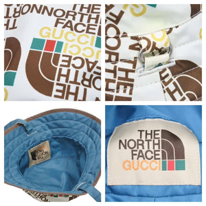 GUCCI × The North Face グッチ ザ ノースフェイス バケットハット ナイロン ホワイト ブルー 652942 4HADY 9769 美品 中古 43734