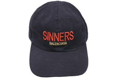 BALENCIAGA バレンシアガ SINNERS キャップ ロゴ 刺繍 ブラック レッド 帽子 サイズ58 美品 中古 43753