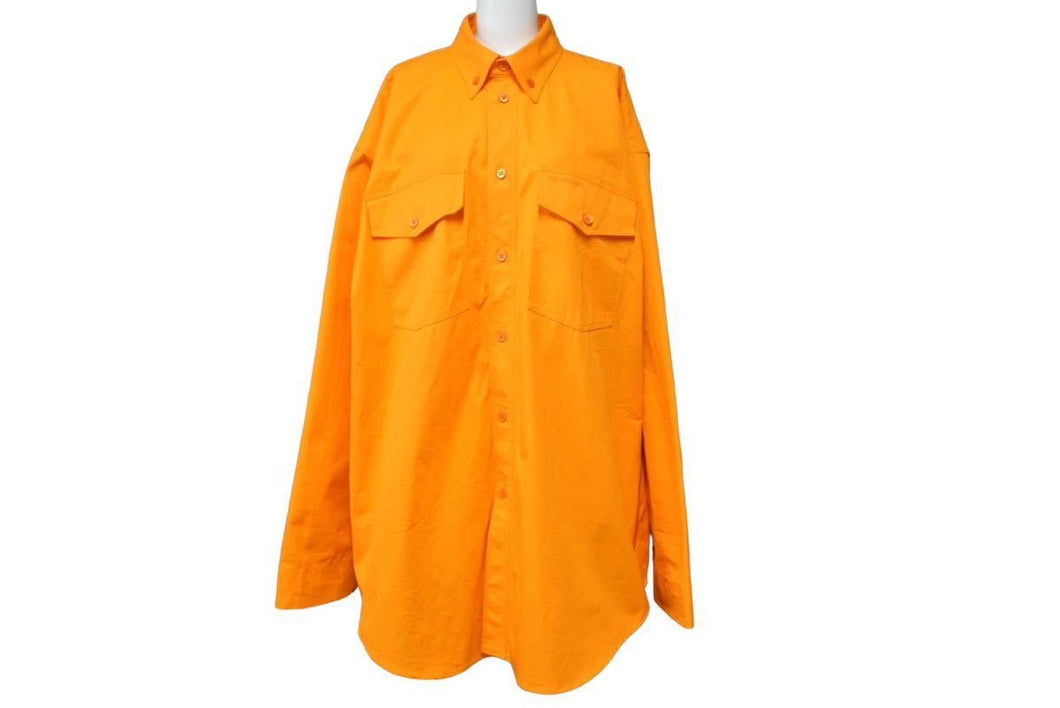 BALENCIAGA バレンシアガ 21SS オーバーサイズ シャツ オレンジ トップス ロゴ 刺繍 サイズXXS 美品  43766