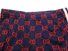 Load image into Gallery viewer, GUCCI グッチ GGジャガード テクニカルジャージー トラックパンツ ネイビー レッド GG柄 496920 サイズS 中古 43777