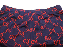 Load image into Gallery viewer, GUCCI グッチ GGジャガード テクニカルジャージー トラックパンツ ネイビー レッド GG柄 496920 サイズS 中古 43777