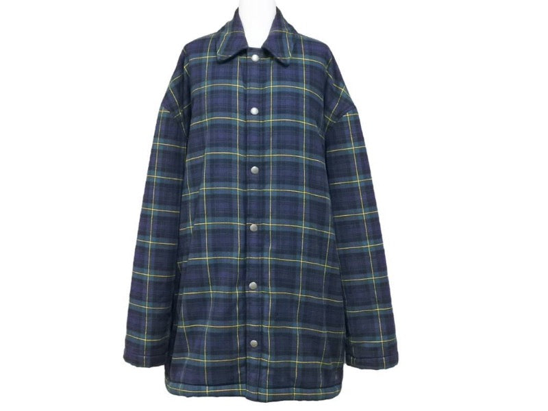 BALENCIAGA バレンシアガ チェック ダウンジャケット アウター マルチカラーロゴ 602447 サイズ44 美品 中古 43779