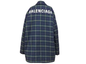 BALENCIAGA バレンシアガ チェック ダウンジャケット アウター マルチカラーロゴ 602447 サイズ44 美品 中古 43779
