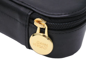 Gianni Versace ジャンニ ヴェルサーチ ジュエリーボックス メデューサ レザー ブラック ゴールド 美品 中古 43789