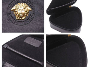 Gianni Versace ジャンニ ヴェルサーチ ジュエリーボックス メデューサ レザー ブラック ゴールド 美品 中古 43789