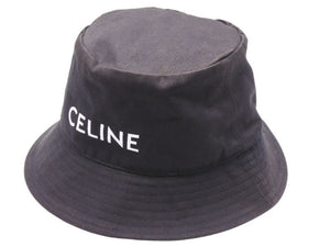 CELINE セリーヌ バケットハット キャップ 帽子 ロゴ 2AU5B968P ギャバジンコットン ウルトラブラック サイズM 美品 中古 43794