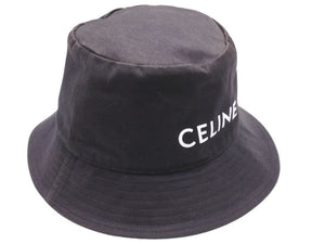 CELINE セリーヌ バケットハット キャップ 帽子 ロゴ 2AU5B968P ギャバジンコットン ウルトラブラック サイズM 美品 中古 43794