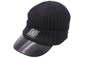 CHANEL シャネル スポーツライン ニット キャップ ココマーク カシミヤ ブラック シルバー金具 サイズONESIZE 美品 中古 43797