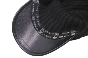 CHANEL シャネル スポーツライン ニット キャップ ココマーク カシミヤ ブラック シルバー金具 サイズONESIZE 美品 中古 43797