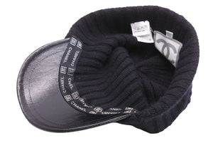 CHANEL シャネル スポーツライン ニット キャップ ココマーク カシミヤ ブラック シルバー金具 サイズONESIZE 美品 中古 43797