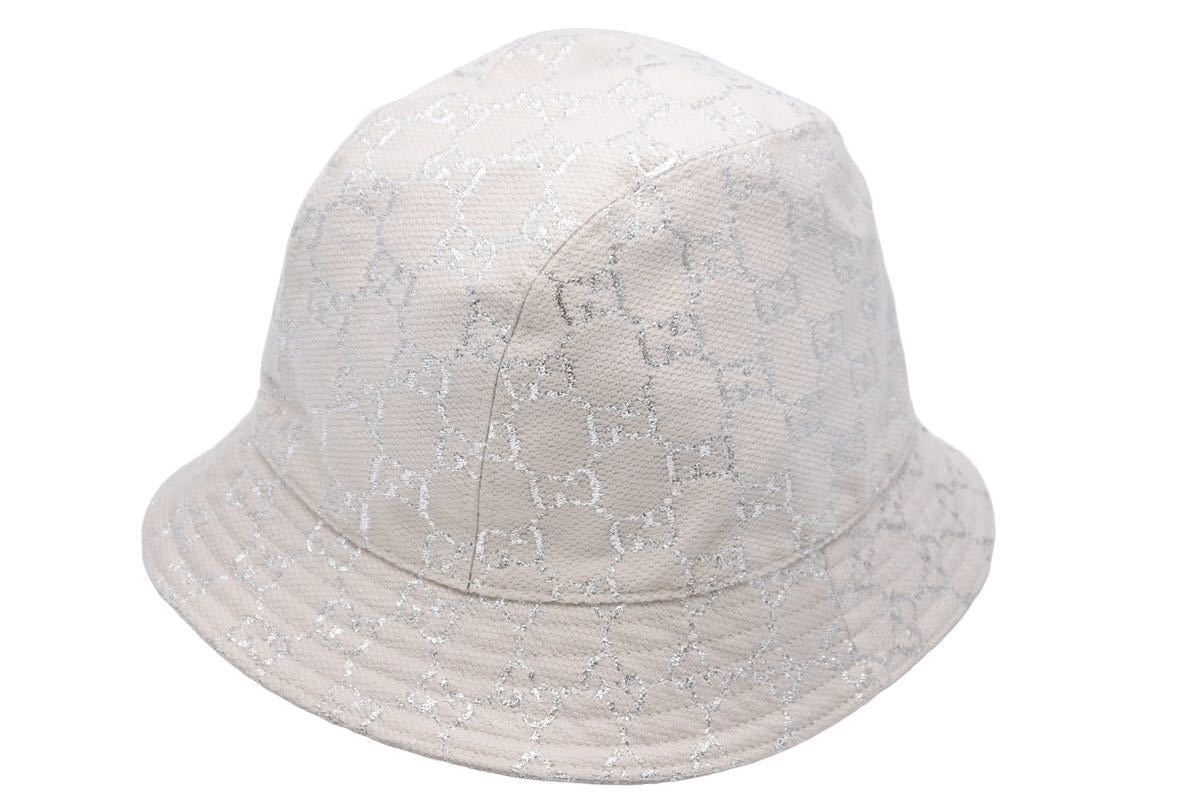 極美品 GUCCI グッチ バケットハット 帽子 GGラメ GG柄 ウール 