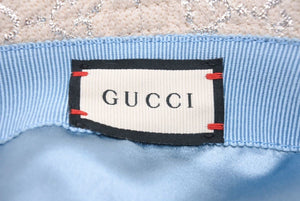 極美品 GUCCI グッチ バケットハット 帽子 GGラメ GG柄 ウール ナイロン 金属繊維 ホワイト シルバー サイズL 中古 43809