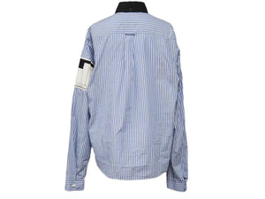 PRADA プラダ コミックシャツ ストライプシャツ 2018SS UCN167 S181 1QVU ブルー ホワイト ブラック コットン S 美品 中古 43810
