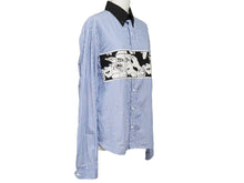 Load image into Gallery viewer, PRADA プラダ コミックシャツ ストライプシャツ 2018SS UCN167 S181 1QVU ブルー ホワイト ブラック コットン S 美品 中古 43810