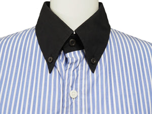 PRADA プラダ コミックシャツ ストライプシャツ 2018SS UCN167 S181 1QVU ブルー ホワイト ブラック コットン S 美品 中古 43810