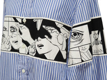 Load image into Gallery viewer, PRADA プラダ コミックシャツ ストライプシャツ 2018SS UCN167 S181 1QVU ブルー ホワイト ブラック コットン S 美品 中古 43810