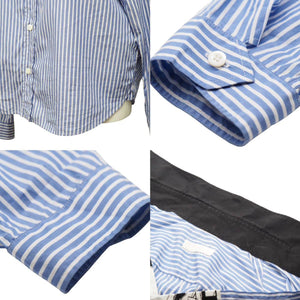 PRADA プラダ コミックシャツ ストライプシャツ 2018SS UCN167 S181 1QVU ブルー ホワイト ブラック コットン S 美品 中古 43810