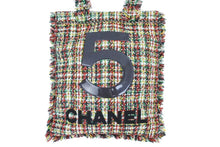 Load image into Gallery viewer, CHANEL シャネル No5 トショッピング ートバッグ 肩掛けバッグ 23番台 ツイード レザー マルチカラー シルバー金具 美品 中古 43844
