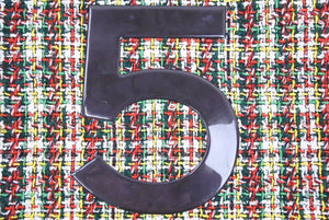 CHANEL シャネル No5 トショッピング ートバッグ 肩掛けバッグ 23番台 ツイード レザー マルチカラー シルバー金具 美品 中古 43844