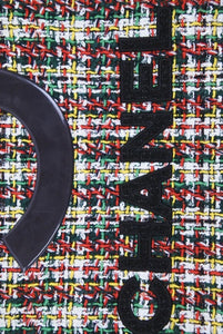 CHANEL シャネル No5 トショッピング ートバッグ 肩掛けバッグ 23番台 ツイード レザー マルチカラー シルバー金具 美品 中古 43844