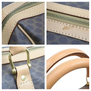 CELINE セリーヌ マカダム柄 ボストンバッグ ブラウン カバン 鞄 バッグ ロゴ ゴールド金具 PVC レザー 良品 中古 43847