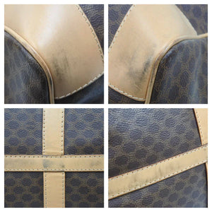 CELINE セリーヌ マカダム柄 ボストンバッグ ブラウン カバン 鞄 バッグ ロゴ ゴールド金具 PVC レザー 良品 中古 43847