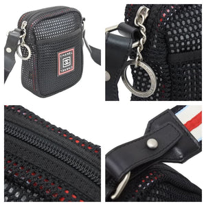 極美品 CHANEL シャネル スポーツライン ココマーク ミニバッグ ショルダーバッグ 11番台 メッシュ レザー ブラック 中古 43859