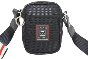 極美品 CHANEL シャネル スポーツライン ココマーク ミニバッグ ショルダーバッグ 11番台 メッシュ レザー ブラック 中古 43859