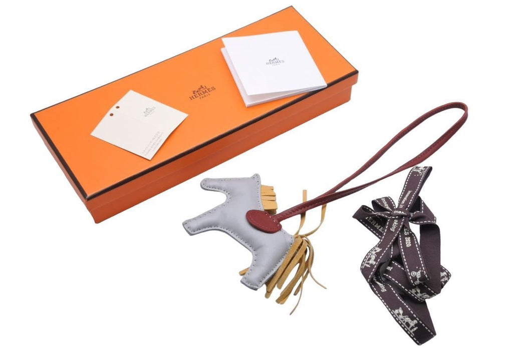 HERMES エルメス ロデオチャームPM ブルーグラシエ カリー ルージュアッシュ グレー イエロー ボルドー 美品 中古 43861