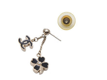画像をギャラリービューアに読み込む, CHANEL シャネル ピアス 耳飾り ココマーク クローバー アクセサリー ヴィンテージ ブラック ゴールド GP 美品 中古 43887