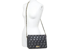 Load image into Gallery viewer, MOSCHINO モスキーノ ハートキルティングレザーチェーンショルダーバッグ ヴィンテージ レザー ブラック ゴールド 美品 中古 43893