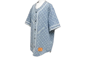 LOUIS VUITTON ルイヴィトン SUPREME17AW S HDD92WALL 406N シュプリーム デニム ベースボールシャツ 美品 中古 43906