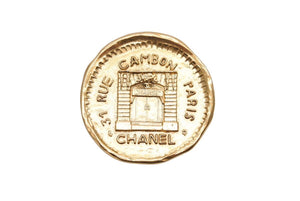 CHANEL シャネル ゴールド ヴィンテージ カンボン コイン 丸型 ブローチ 31 RUE CAMBON PARIS 20.6g 美品 中古 43915