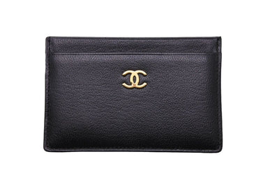極美品 CHANEL シャネル ココマーク パスケース カードケース 名刺入れ 7番台 カーフレザー ブラック ゴールド 中古 43926